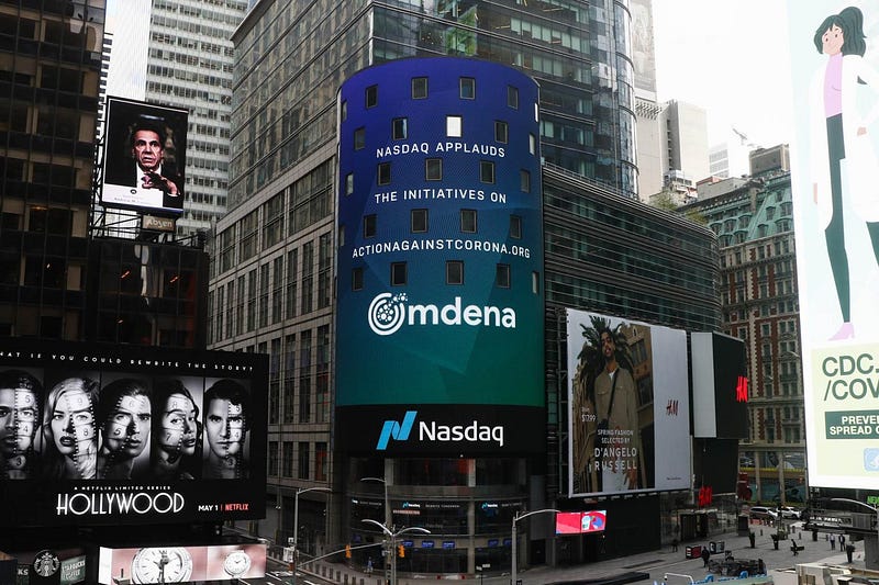Omdena’s Covid19 initiative displayed at Times Square NYC