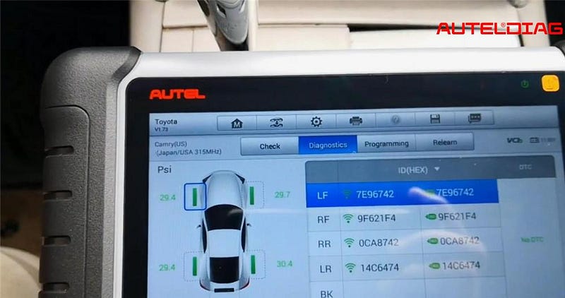 Autel MP808TS TPMS Relearn for 2007 Toyota Camry