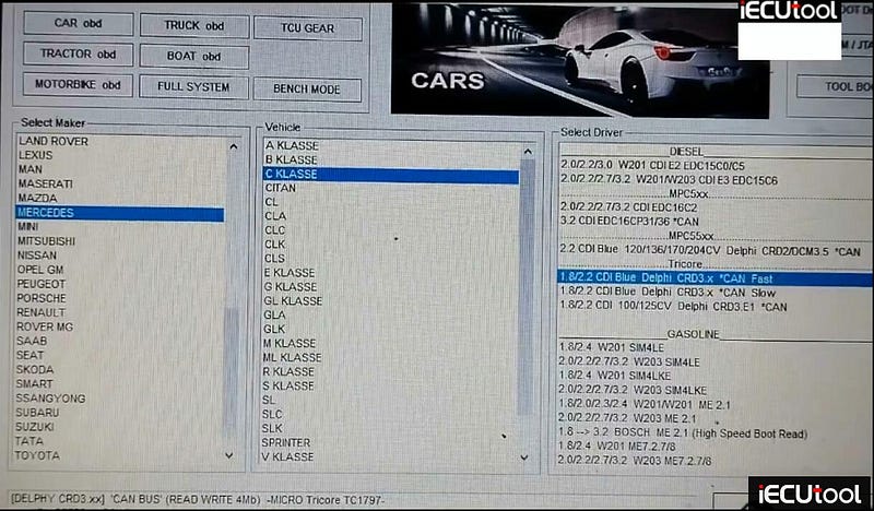 Foxflash Read and Write Mercedes CRD3.x ECU via OTB Adapter