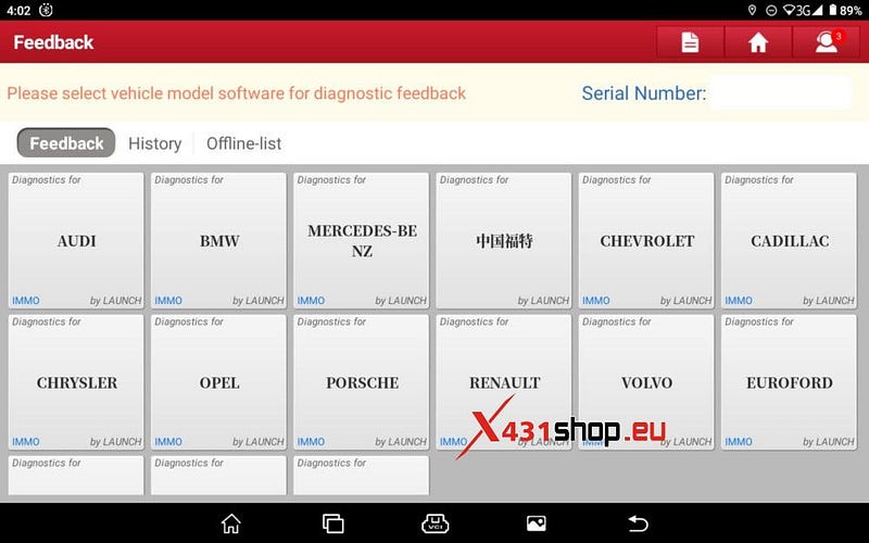 بازخورد تشخیصی را در دستگاه LAUNCH-X431 IMMO ارسال کنید