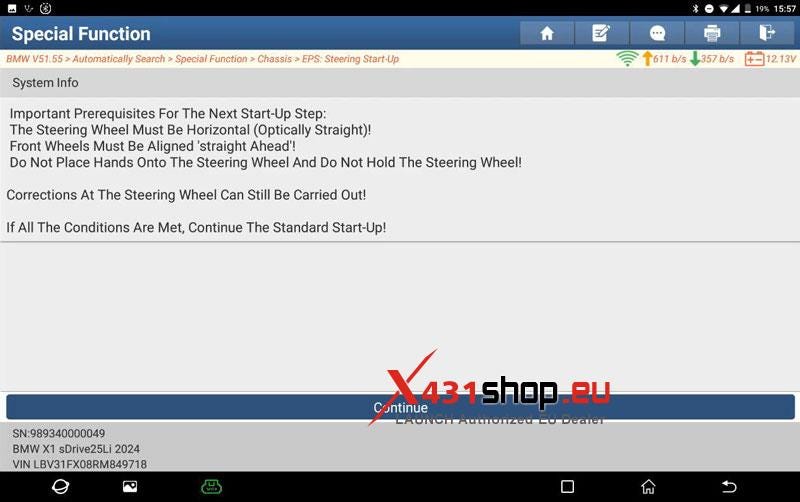 LAUNCH X431 PAD V Perform 2024 BMW U12  EPS Start-Up