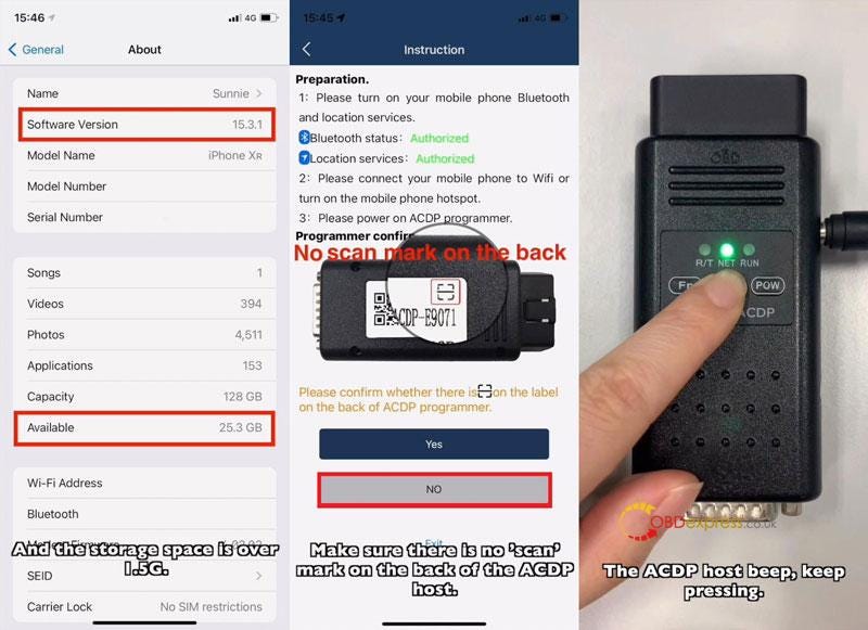 Yanhua Mini ACDP Connect to iPhone Using Hotspot