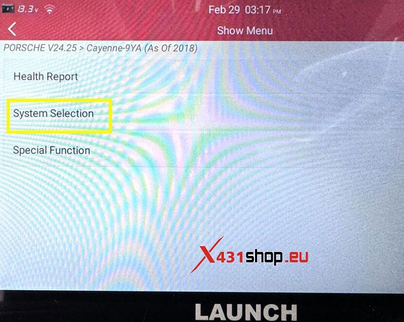 LAUNCH CRP919EBT disables 2019 Porsche Cayenne auto start-stop function