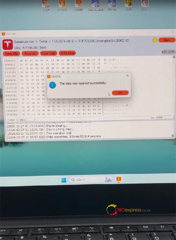 Tesla 1512876-00-E Airbag Repair by CGDI CG100X_CG70