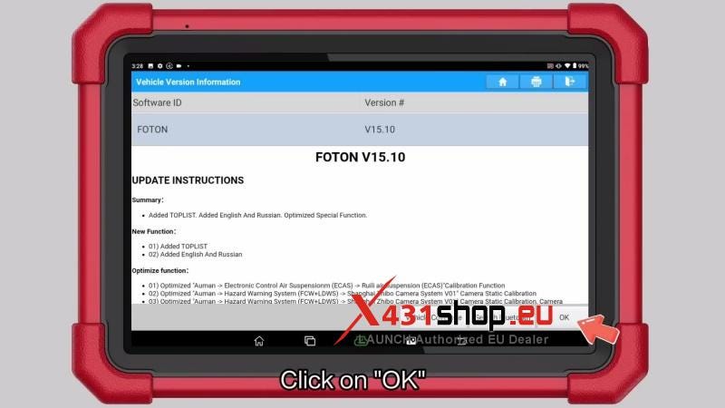 DPF Regen 2018 Foton Aumark with LAUNCH X431 PAD 5