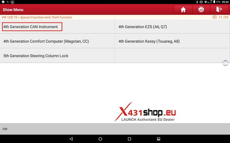 LAUNCH X431_Replacement of VW Audi 4th Generation instrument