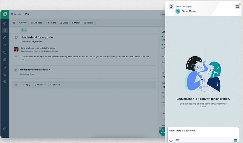 Addressing customer queries on Freshdesk Sales