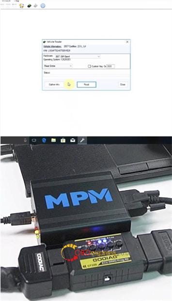 MPM、GODIAG GT105、およびTricoreケーブルをGMECU読み取り用に正しく接続します