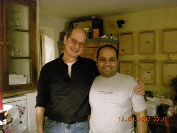 Puneet with a customer in Germany in 2007