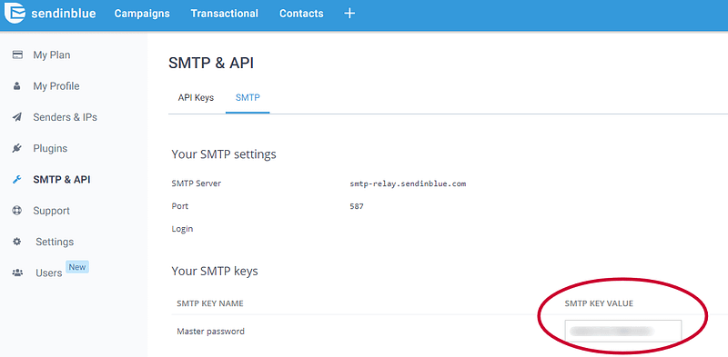 SendInBlue SMTP Key