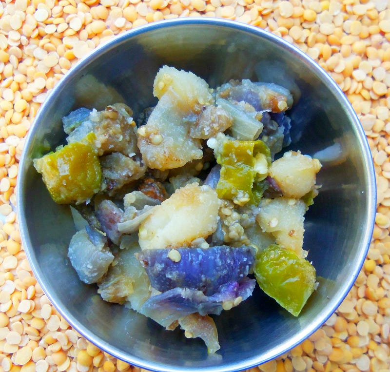 potato brinjal stir fry
