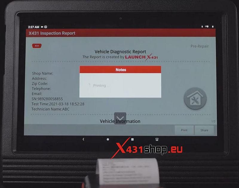 LAUNCH-X431 WiFi Printer Connect to the X431 diagnostic tool