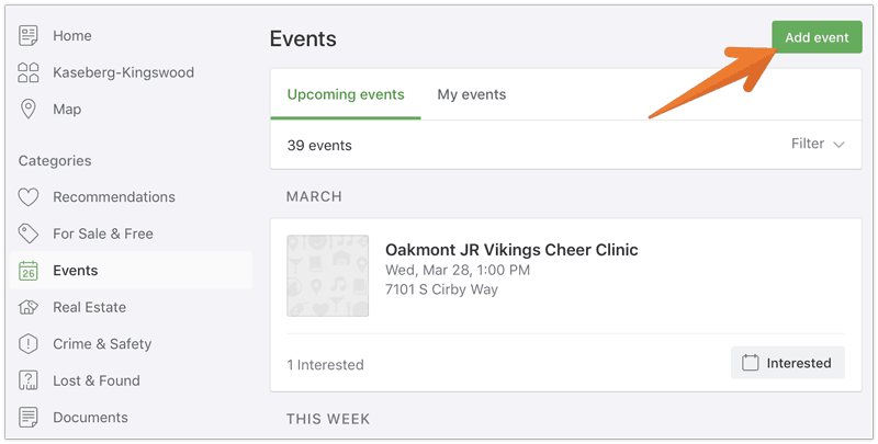 Nextdoor Events - Add Event