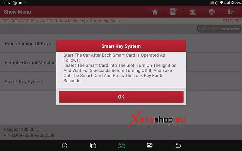 LAUNCH X431 IMMO PLUS_プジョー3008用キーマッチング