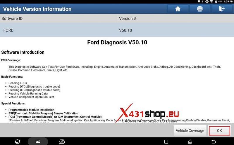 LAUNCH X431 PAD V       Ford Explorer
