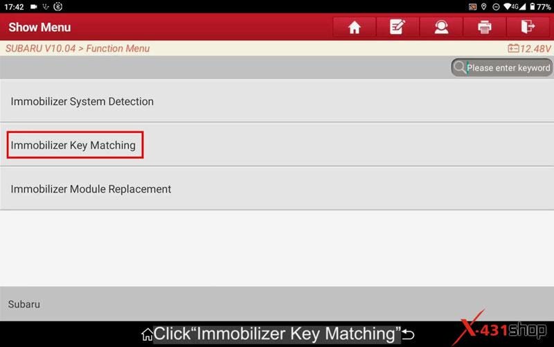 LAUNCH X431 IMMO Plus_Elite Add Subaru Mechanical Key
