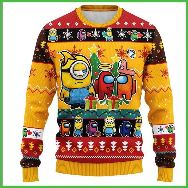 Minions And Among Us Custom Ugly Christmas Sweaters