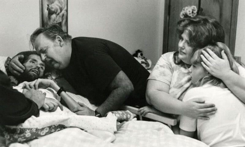 The photo that changed the face of AIDS — this haunting image of David Kirby’s death, taken by journalism student Therese Frare in 1990, became an iconic image of the HIV/AIDS pandemic. When she took this image during his last moments, she knew something incredible had unfolded in that room.