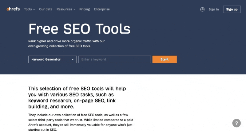 Ahrefs maintains 14 free SEO tools, which is indicative of the SEO benefits of these tools.