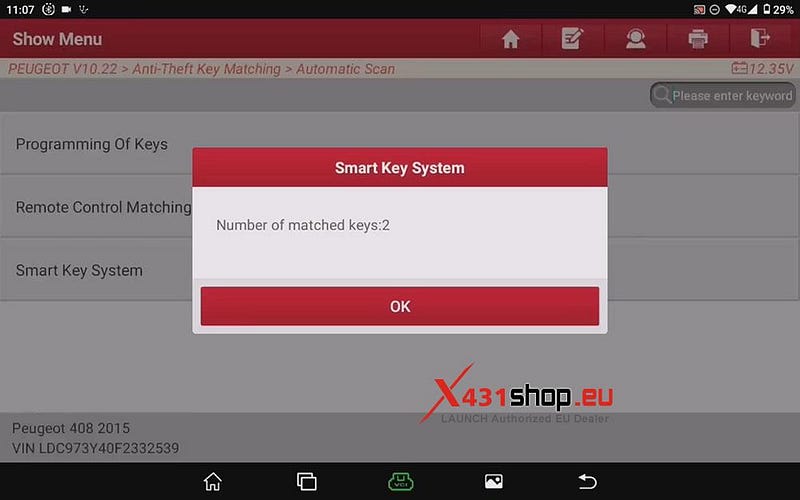 LAUNCH X431 IMMO PLUS_プジョー3008用キーマッチング