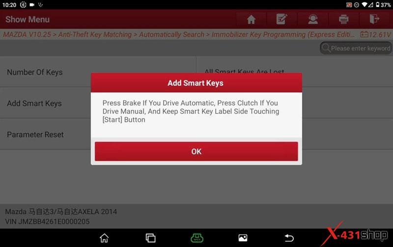 Launch X431 IMMO Plus Elite Program Mazda All Keys Lost