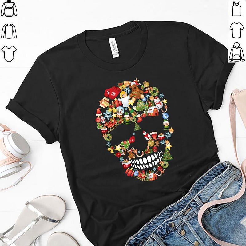 Skull Christmas Decorations Merry Xmas Shirt Teejeepus Over Blog Com