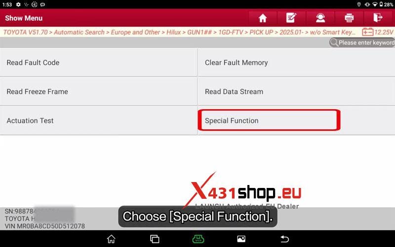 LAUNCH X431 V+ HD_Replace 2025 Toyota Hilux Brake Pads