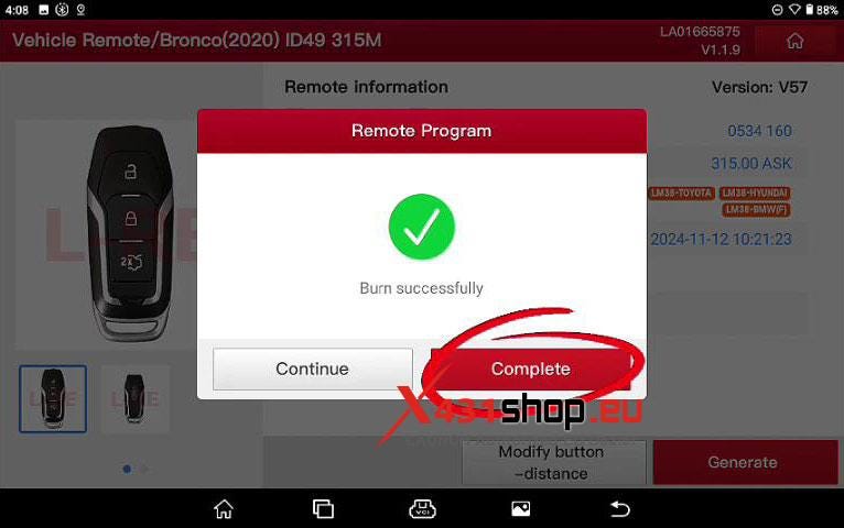 LAUNCH X431 IMMO PLUS Program 2020 Ford Bronco ID49 Key