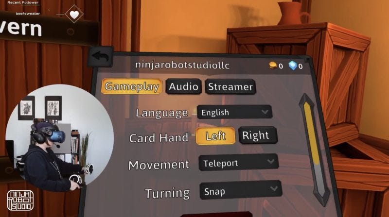 game customization settings including locomotion