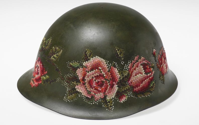 Soldier Helmet with flowers