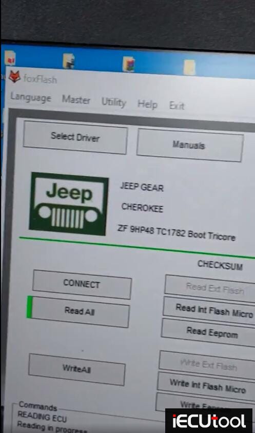 FoxFlash Read and Write Jeep Cherokee TCU 9HP in Boot