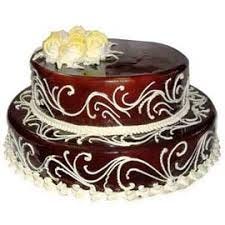 2 tiered elegant design in maroon and white for bringing out celebration mood among party people