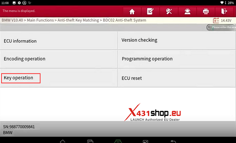LAUNCH X431 IMMO Tool Add BMW BDC2 key