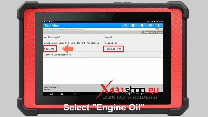 LAUNCH X431 PAD V Elite Renault Truck Oil Maintenane Reset