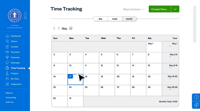 Freshbooks time tracking dashboard