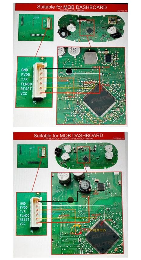 Autel APB130 Adapter and XP400 Pro Read Chip D7035XX Data Connection Method