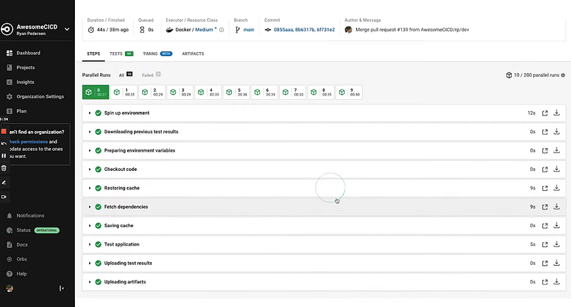 CircleCI interface |  GitHub Alternatives: Boost Your Development Workflow | Day.io