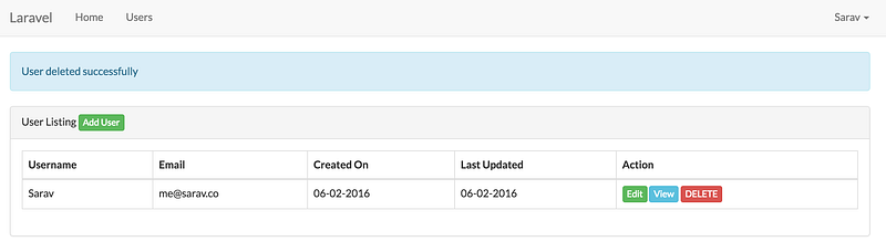 Laravel User Delete