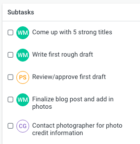 Subtasks to divide up work and increase projects productivity