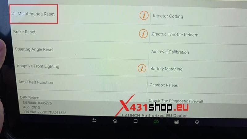 How to Reset Audi A5 Oil Service with LAUNCH X431 PAD7