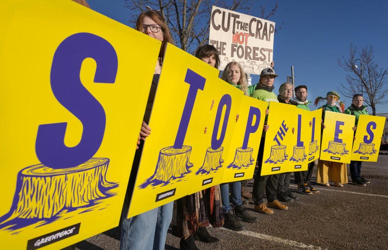 Peaceful Greepeace protest to protect forests https://images.app.goo.gl/q9Lqs2XGyMbxCc1v7