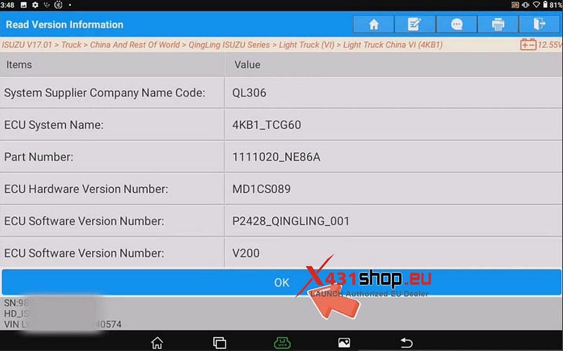 LAUNCH X431 Tool: Read Data Stream & DTCs on Isuzu Light Truck