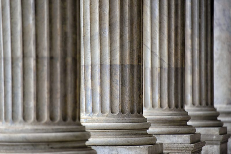 Colonnade In Rome Close Up