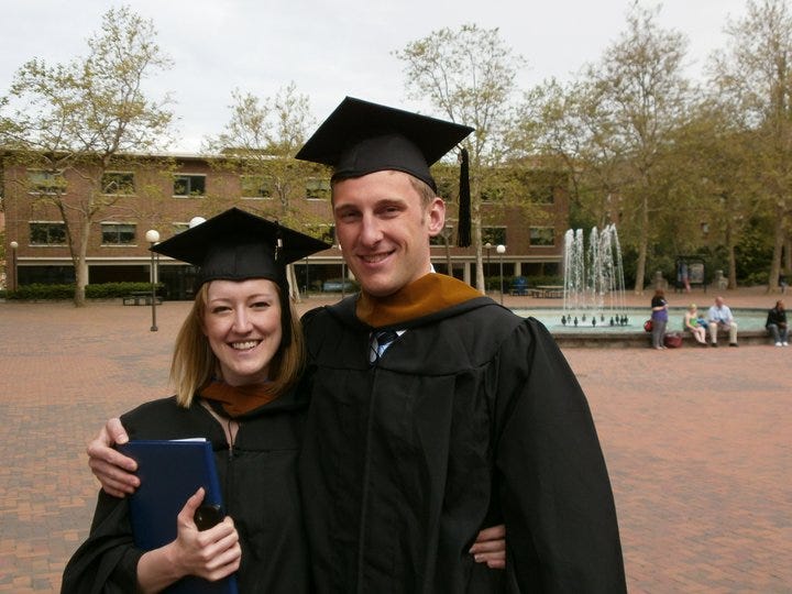 Jack Marolich and Lindsay Budzier pose for a photo after graduation from Western with their MBAs. Courtesy photo compliments of Jack and Lindsay Marolich. 