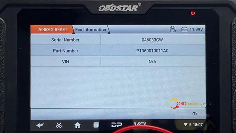 OBDSTAR P50 Reset JMC R7F701009 Airbag on Bench