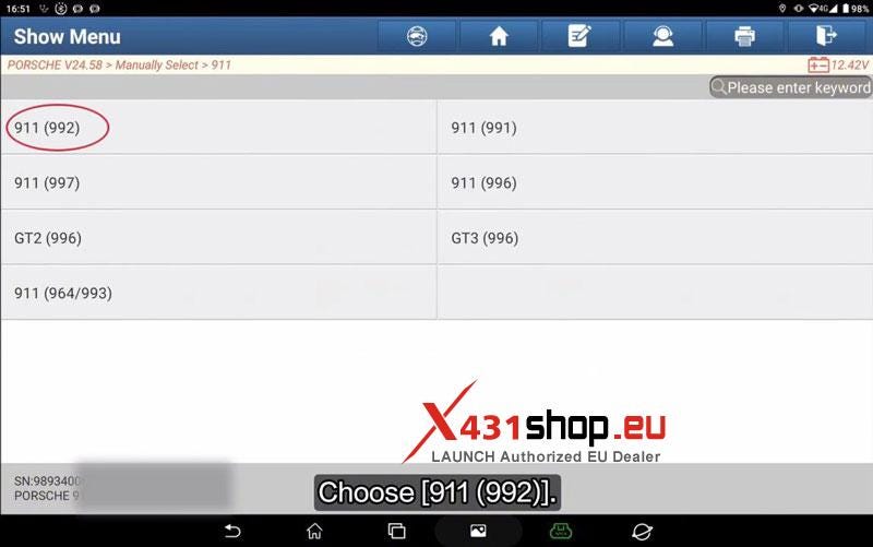 LAUNCH X431 Guide: 2025 Porsche 911 DME Engine Adaptation