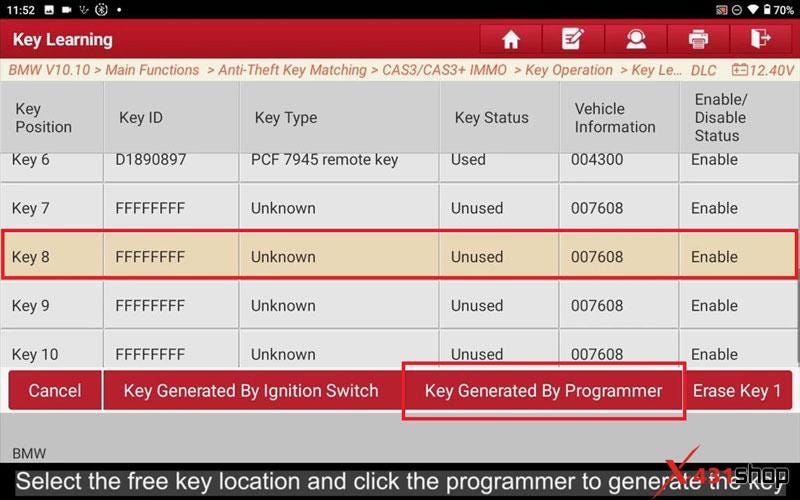 add BMW CAS3+ key with Launch X431 IMMO Elite