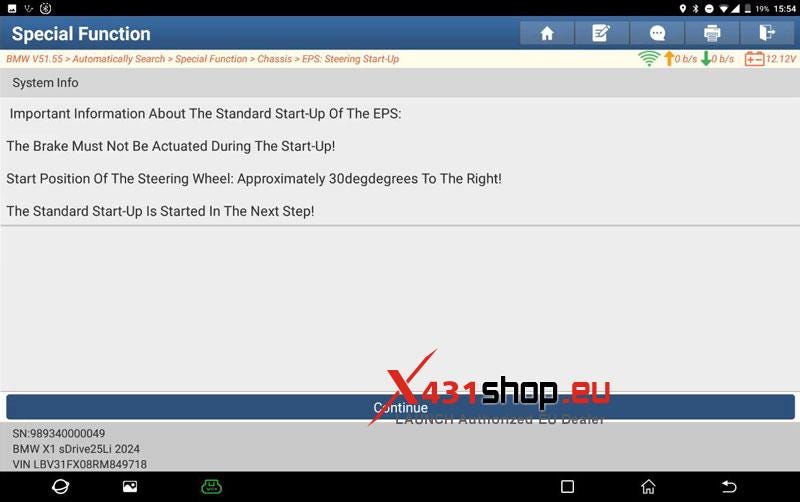 LAUNCH X431 PAD V Perform 2024 BMW U12  EPS Start-Up