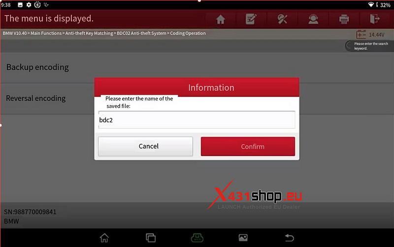 LAUNCH X431 IMMO Tool Add BMW BDC2 key