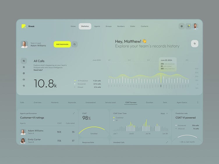Rinesk — Call centre Dashboard Concept